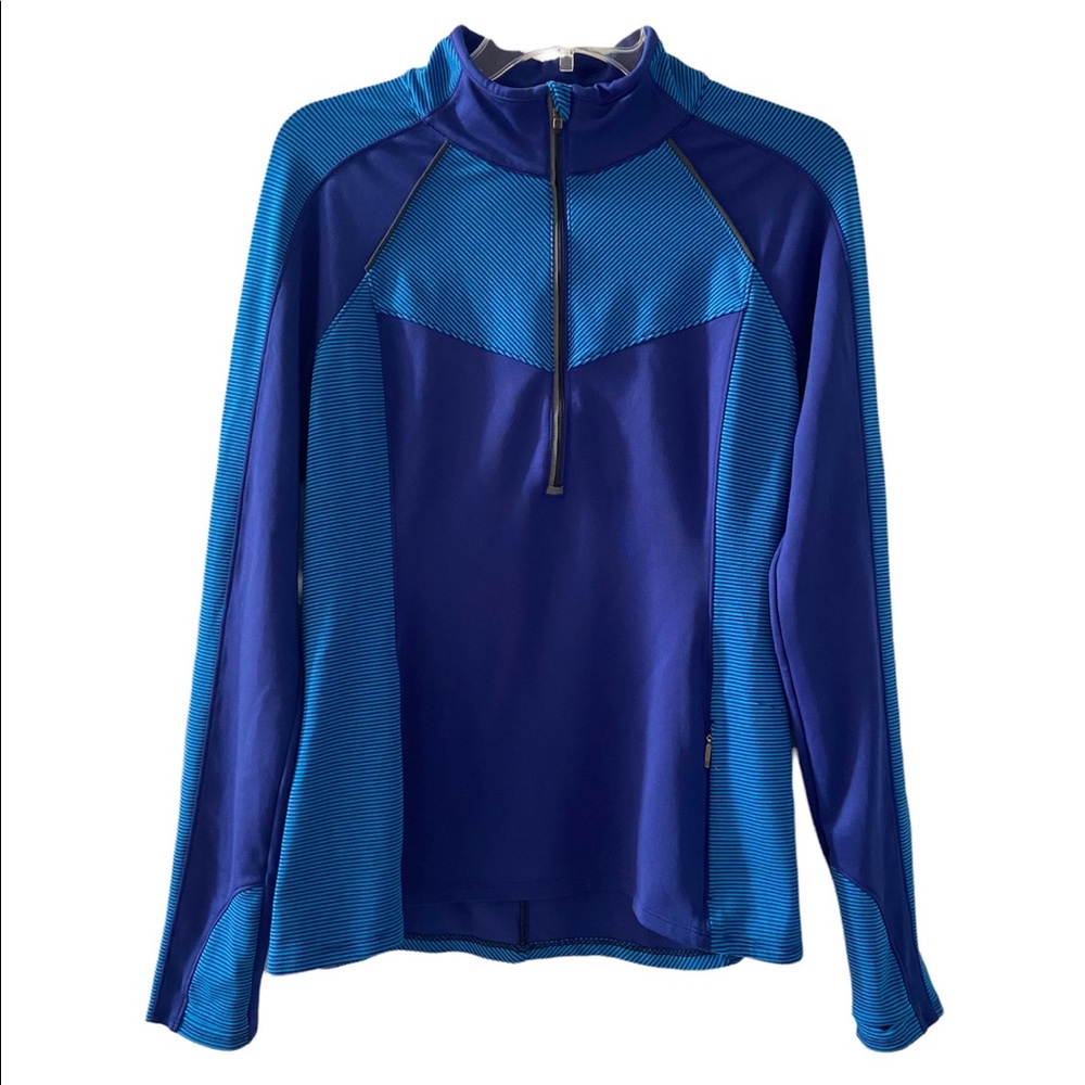 Athleta Spotlight Half Zip Pullover Top in Blue and Turquoise Size Medium - Picture 3 of 8